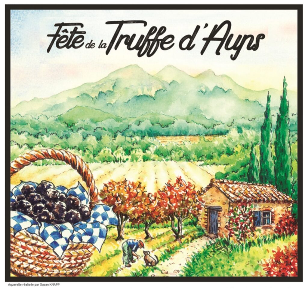 affiche en aquarelle pour la fête de la truffe d'aups